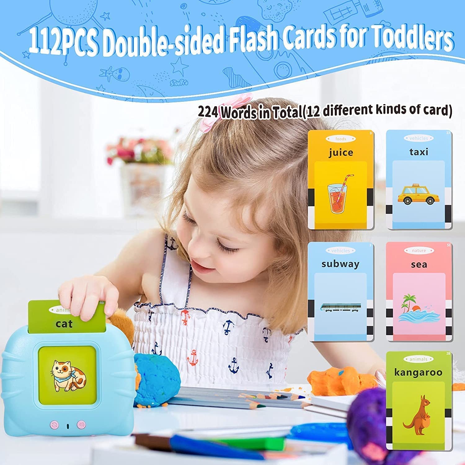 Talking Baby Flash Cards Educational Learning Interactive Toys for 2 3 4 5 6 Years Old Boys Girls, Toddlers Reading Machine with 224 Words Preschool Montessori Toys and Birthday Gift for Kids Talking Baby Flash Cards Educational Learning Interactive Toys for 2 3 4 5 6 Years Old Boys Girls, Toddlers Reading Machine with 224 Words Preschool Montessori Toys and Birthday Gift for Kids